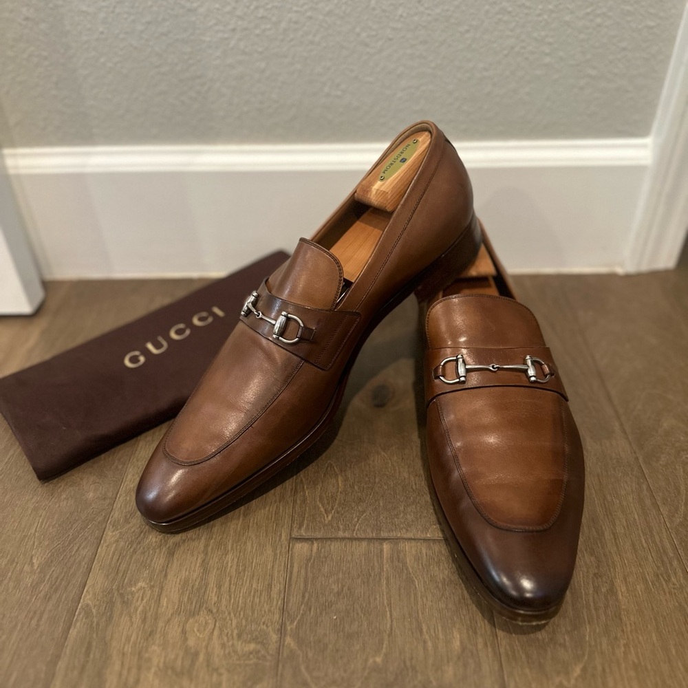 Gucci Men's Brown Jordaan Leather Loafers
